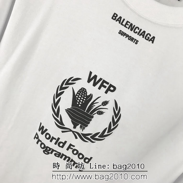 BALENCIAGA巴黎世家 新款 世界糧食計畫署 白色T恤 情侶款 ydi1384